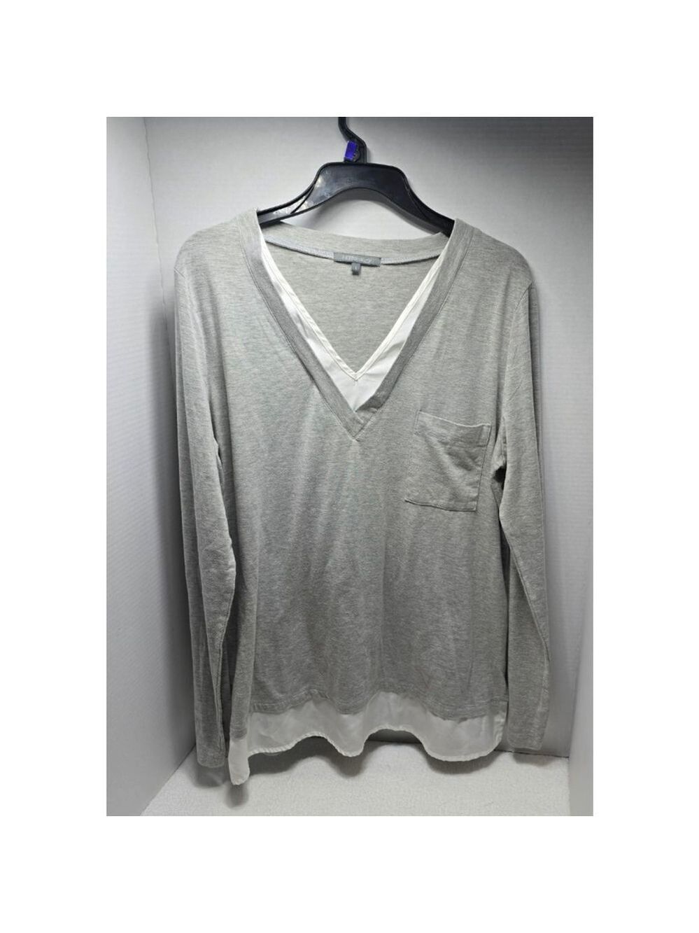 Women's RETRO-ology Gray Long Sleeve Tee with White Trim, Size L
